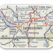 Jamestown New York  kaart Sticker (Voorkant)