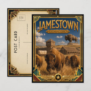 Jamestown North Dakota Vintage Art Deco Gouden Tij Briefkaart