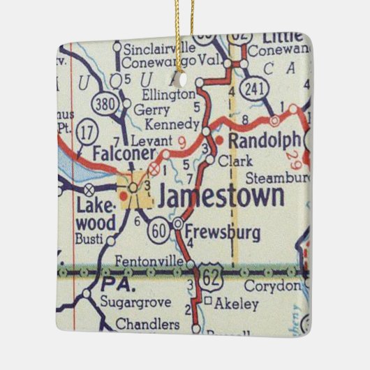 Jamestown NY Map Keramisch Ornament (Links)