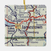 Jamestown NY Map Keramisch Ornament (Voorkant)