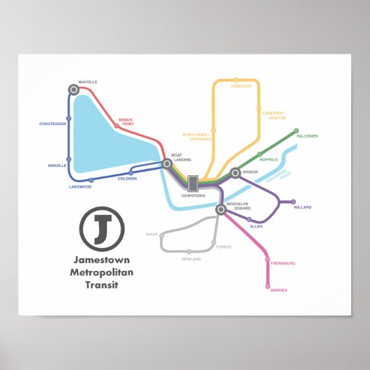 Jamestown Subway Map Poster (14 x 11) (Voorkant)