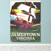 Jamestown, Virginia, vintage-poster Canvas Afdruk (Insitu (Houten vloer))