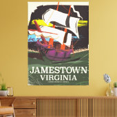 Jamestown, Virginia, vintage-poster Canvas Afdruk (Insitu (Woonkamer))