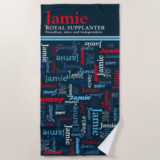Jamie gepersonaliseerde naam betekenis rood blauw strandlaken