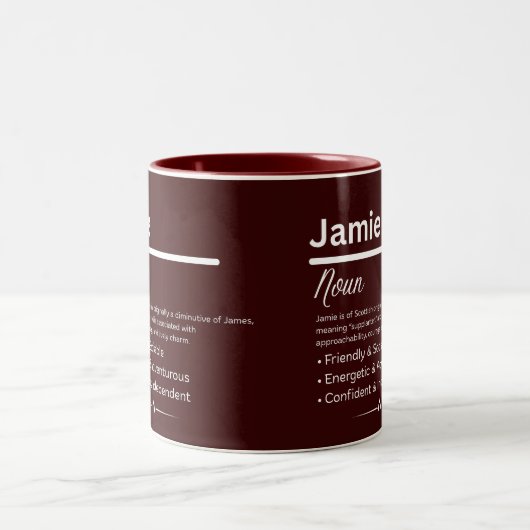 Jamie Personalized Girl Name Meaning Coffee Mug (Centre)