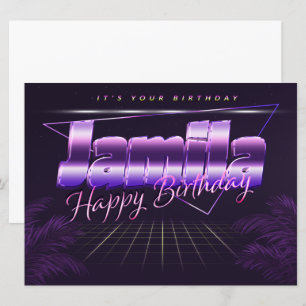 Jamila Nom Prénom lila retro Carte Anniversaire
