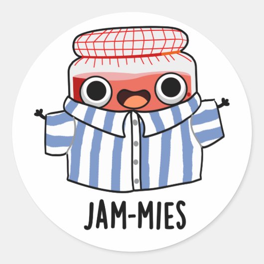 Jammies Funny Pajama Jam Pun Ronde Sticker (Voorkant)