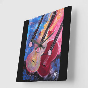 Jamming be Goode Schilderij van Alfred Fox Vierkante Klok