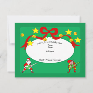 Jamming Santa en Elf Invitation Kaart