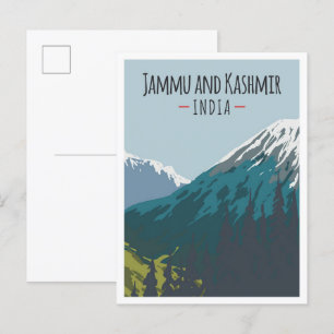 Jammu en Kashmir Art Vintage reisillustratie Briefkaart