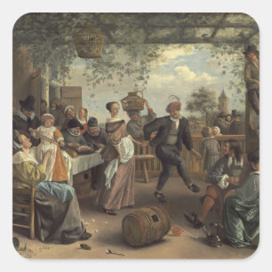 jan steen het danskoppel vierkante sticker