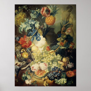 Jan Van Os - stilstaand leven met bloemen, fruit Poster