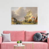 Jan van os - Verzending in een Storm voor de kust Canvas Afdruk (Insitu (Woonkamer))