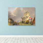 Jan van os - Verzending in een Storm voor de kust Canvas Afdruk (Insitu (Houten vloer))