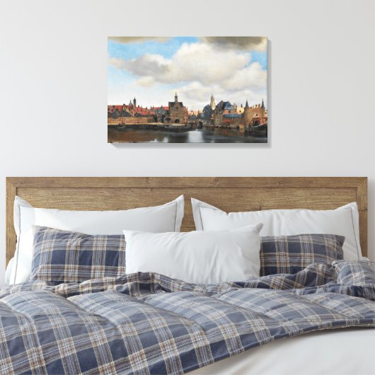 Jan Vermeer - Uitzicht op Delft Canvas Afdruk (Insitu (Slaapkamer))