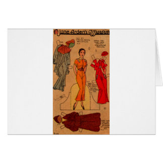 Jane Arden Papierpop (1930) blauw rode jurk