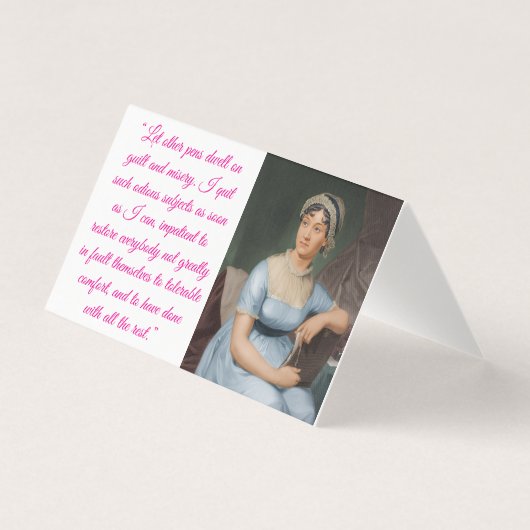 Jane Austen avec citation (rose) Carte pliée (Front)