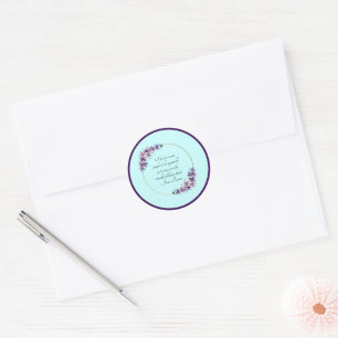 Jane Austen citaat met paarse bloemengouden lijst Ronde Sticker