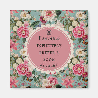 Jane Austen citaat met vintage bloemen Magneet