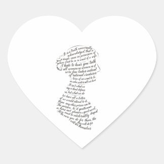 Jane Austen Citaten Calligram Hart Sticker