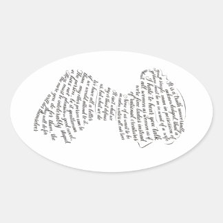 Jane Austen Citaten Calligram Ovale Sticker