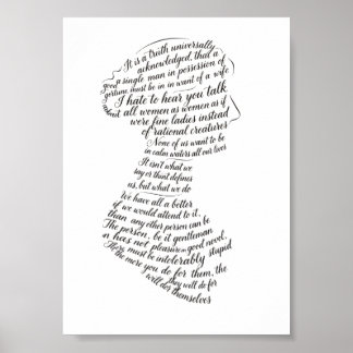 Jane Austen Citaten Calligram Poster