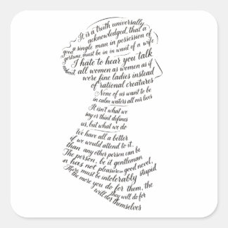 Jane Austen Citaten Calligram Vierkante Sticker