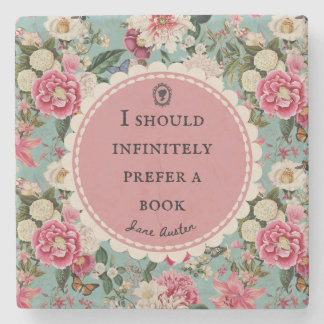 Jane Austen Citatie Onderzetter Vintage Bloemen