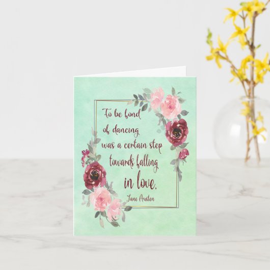 Jane Austen Cite "Aimer danser" Carte (Fleur jaune)