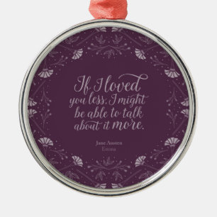 Jane Austen Emma Book Paars Floral Love Quote Metalen Ornament
