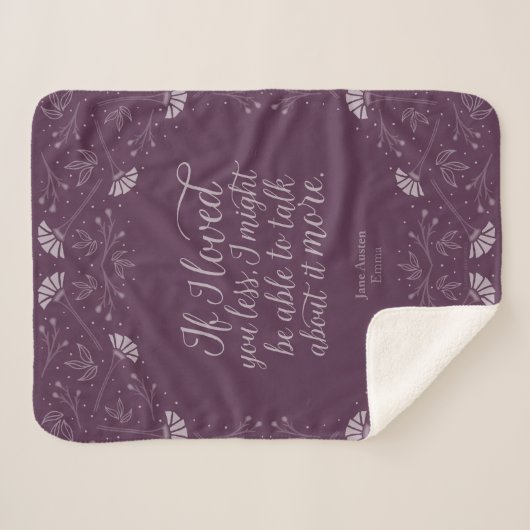 Jane Austen Emma Paars Floral Love Quote Sherpa Deken (Voorkant (horizontaal))