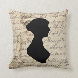 Jane Austen en transcript en silhouette Kussen