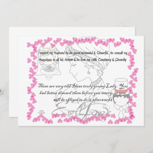 Jane Austen Faire-part de mariage (Devant / Derrière)