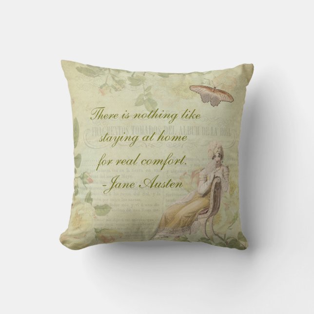 Jane Austen Floral Pillow Kussen (Voorkant)