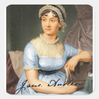 Jane Austen Gesigneerd Portret Vierkante Sticker
