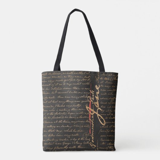 Jane Austen Handwriting Canvas tas (Achterkant)
