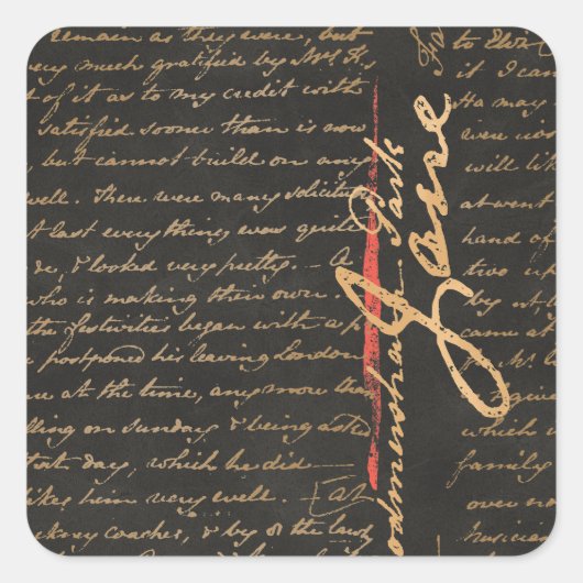 Jane Austen Handwriting Square Sticker (Voorkant)