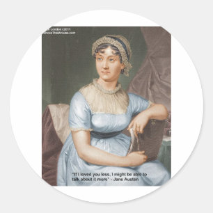 Jane Austen hield minder van U, minder citaat op g Ronde Sticker