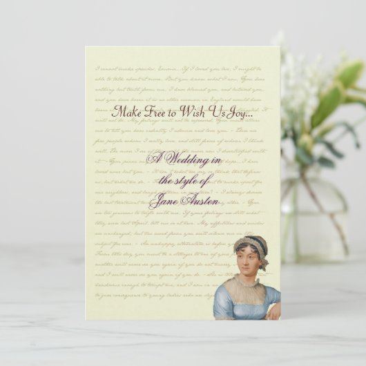 Jane Austen Huwelijksviering Citaten Kaart (Staand voorkant)