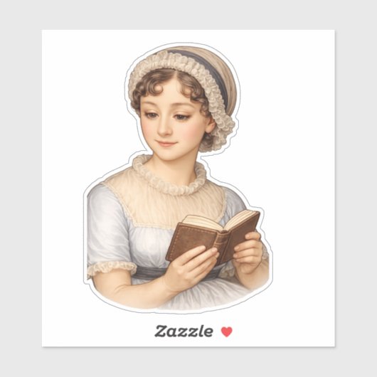 Jane Austen lezend Sticker (Vel)