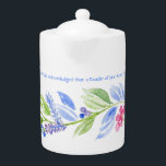 Jane Austen Motto Floral Teapot<br><div class="desc">Jane Austen Motto Floral Teapot : "C'est une vérité universellement reconnue qu'un lecteur de Jane Austen doit avoir besoin de thé :)" Jane Austen Motto Teapot floral peint à la main, idéal pour tous les fans de Jane Austen. Tout lecteur Jane Austen doit être à la recherche d'une théière !...</div>