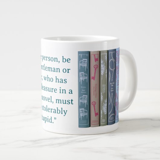 Jane Austen Novel Quote (blue) Extra Grote Beker (Voorkant rechts)