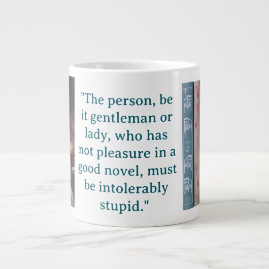 Jane Austen Novel Quote (blue) Extra Grote Beker (Voorkant)