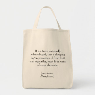 Jane Austen Paraphrased Shopping Bag Tote Bag