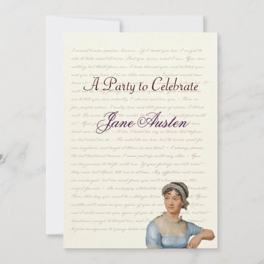 Jane Austen Party Birthday Celebration Quottes Kaart (Voorkant)