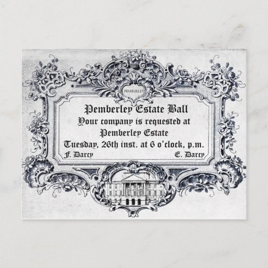 Jane Austen: Pemberley Estate Ball Briefkaart (Voorkant)