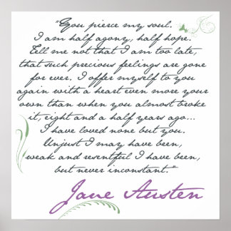 Jane Austen Persuasion Quote #1 Poster