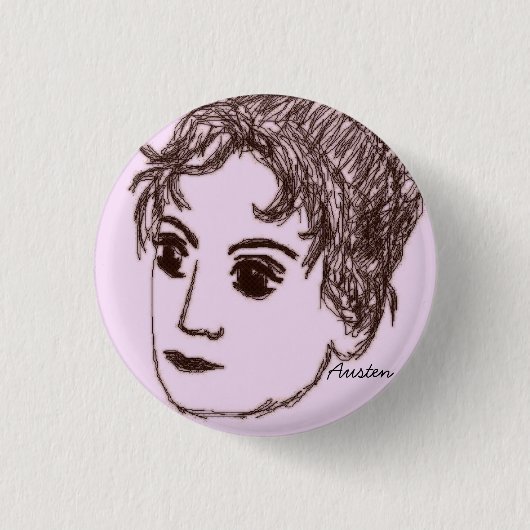 Jane Austen Pin Ronde Button 3,2 Cm (Voorkant)