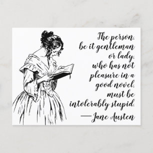 Jane Austen "Pleasure of a Good Novel" Citaat Briefkaart