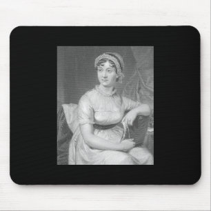 Jane Austen Portrait Black White en Grey Muismat